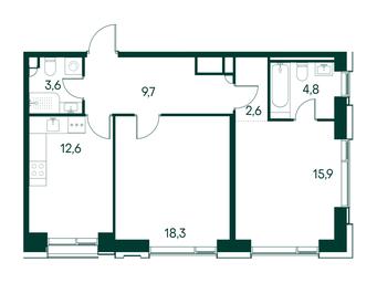 2-BD Apartment Sale, 67.5平方米 at Primavera, Volokolamskoye Highway, вл67, Moscow, Russia #2