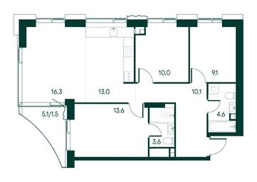 3-BD Apartment Sale, 81.8 sq. m. at Primavera, Volokolamskoye Highway, вл67, Moscow, Russia #3