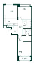 2-BD Apartment Sale, 73.8 sq. m. at Primavera, Volokolamskoye Highway, вл67, Moscow, Russia #3