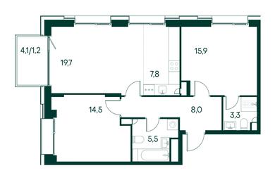2-BD Apartment Sale, 75.9 sq. m. at Primavera, Volokolamskoye Highway, вл67, Moscow, Russia #3