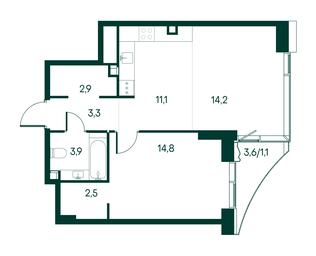1-BD Apartment Sale, 53.8平方米 at Primavera, Volokolamskoye Highway, вл67, Moscow, Russia #3