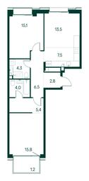 2-BD Apartment Sale, 76.1平方米 at Primavera, Volokolamskoye Highway, вл67, Moscow, Russia #2 2-BD Apartment Sale, 76.1平方米 at Primavera, Volokolamskoye Highway, вл67, Moscow, Russia #2