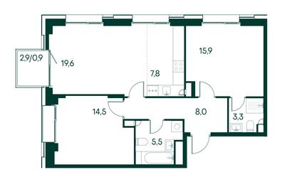 2-BD Apartment Sale, 75.5 sq. m. at Primavera, Volokolamskoye Highway, вл67, Moscow, Russia #3