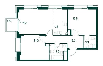 2-BD Apartment Sale, 75.5 sq. m. at Primavera, Volokolamskoye Highway, вл67, Moscow, Russia #2