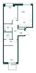 2-BD Apartment Sale, 75.7平方米 at Primavera, Volokolamskoye Highway, вл67, Moscow, Russia #3 2-BD Apartment Sale, 75.7平方米 at Primavera, Volokolamskoye Highway, вл67, Moscow, Russia #3