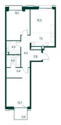 2-BD Apartment Sale, 75.7平方米 at Primavera, Volokolamskoye Highway, вл67, Moscow, Russia #2 2-BD Apartment Sale, 75.7平方米 at Primavera, Volokolamskoye Highway, вл67, Moscow, Russia #2
