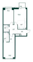 2-BD Apartment Sale, 80.1平方米 at Primavera, Volokolamskoye Highway, вл67, Moscow, Russia #2
