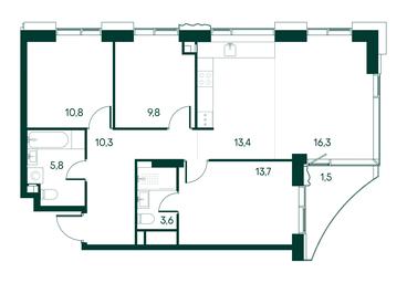 3-BD Apartment Sale, 85.2 sq. m. at Primavera, Volokolamskoye Highway, вл67, Moscow, Russia #2