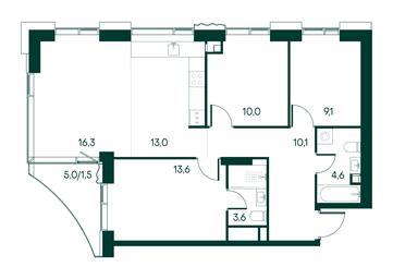 3-BD Apartment Sale, 81.8 sq. m. at Primavera, Volokolamskoye Highway, вл67, Moscow, Russia #3