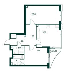 2-BD Apartment Sale, 71.2平方米 at Primavera, Volokolamskoye Highway, вл67, Moscow, Russia #3