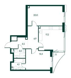 2-BD Apartment Sale, 71.2平方米 at Primavera, Volokolamskoye Highway, вл67, Moscow, Russia #2