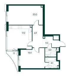 2-BD Apartment Sale, 71.2平方米 at Primavera, Volokolamskoye Highway, вл67, Moscow, Russia #2
