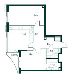 2-BD Apartment Sale, 71.2平方米 at Primavera, Volokolamskoye Highway, вл67, Moscow, Russia #3