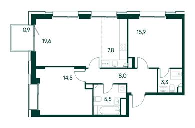 2-BD Apartment Sale, 75.5 sq. m. at Primavera, Volokolamskoye Highway, вл67, Moscow, Russia #2