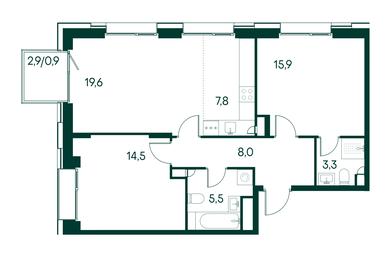 2-BD Apartment Sale, 75.5 sq. m. at Primavera, Volokolamskoye Highway, вл67, Moscow, Russia #3