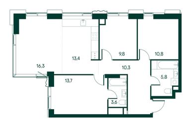 3-BD Apartment Sale, 83.7 sq. m. at Primavera, Volokolamskoye Highway, вл67, Moscow, Russia #2