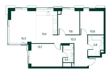 3-BD Apartment Sale, 83.7 sq. m. at Primavera, Volokolamskoye Highway, вл67, Moscow, Russia #3