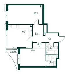 2-BD Apartment Sale, 74平方米 at Primavera, Volokolamskoye Highway, вл67, Moscow, Russia #3