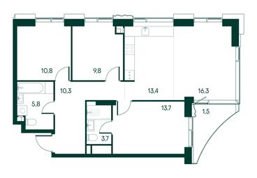 3-BD Apartment Sale, 85.3平方米 at Primavera, Volokolamskoye Highway, вл67, Moscow, Russia #2 3-BD Apartment Sale, 85.3平方米 at Primavera, Volokolamskoye Highway, вл67, Moscow, Russia #2
