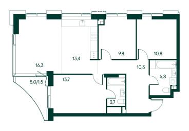 3-BD Apartment Sale, 85.3 sq. m. at Primavera, Volokolamskoye Highway, вл67, Moscow, Russia #3 3-BD Apartment Sale, 85.3 sq. m. at Primavera, Volokolamskoye Highway, вл67, Moscow, Russia #3