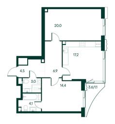 2-BD Apartment Sale, 71.2平方米 at Primavera, Volokolamskoye Highway, вл67, Moscow, Russia #3