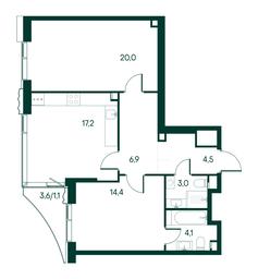 2-BD Apartment Sale, 71.2 sq. m. at Primavera, Volokolamskoye Highway, вл67, Moscow, Russia #3