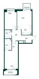2-BD Apartment Sale, 82.7 sq. m. at Primavera, Volokolamskoye Highway, вл67, Moscow, Russia #3