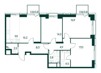 3-BD Apartment Sale, 98.6 sq. m. at Primavera, Volokolamskoye Highway, вл67, Moscow, Russia #3 3-BD Apartment Sale, 98.6 sq. m. at Primavera, Volokolamskoye Highway, вл67, Moscow, Russia #3