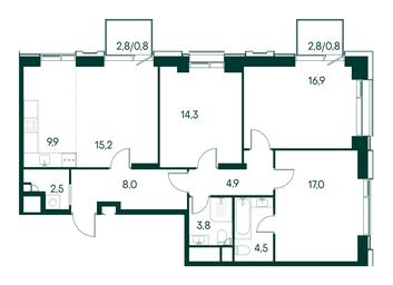 3-BD Apartment Sale, 98.6平方米 at Primavera, Volokolamskoye Highway, вл67, Moscow, Russia #3 3-BD Apartment Sale, 98.6平方米 at Primavera, Volokolamskoye Highway, вл67, Moscow, Russia #3