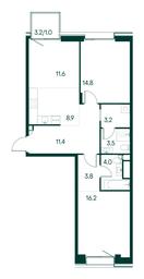 2-BD Apartment Sale, 78.4平方米 at Primavera, Volokolamskoye Highway, вл67, Moscow, Russia #3