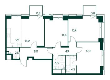 3-BD Apartment Sale, 98.6 sq. m. at Primavera, Volokolamskoye Highway, вл67, Moscow, Russia #2 3-BD Apartment Sale, 98.6 sq. m. at Primavera, Volokolamskoye Highway, вл67, Moscow, Russia #2