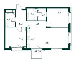 2-BD Apartment Sale, 83.9 sq. m. at Primavera, Volokolamskoye Highway, вл67, Moscow, Russia #3