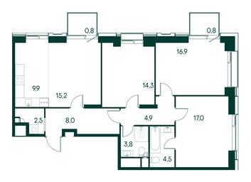 3-BD Apartment Sale, 98.6平方米 at Primavera, Volokolamskoye Highway, вл67, Moscow, Russia #2