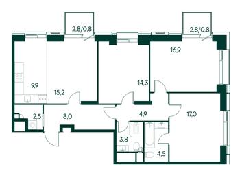 3-BD Apartment Sale, 98.6平方米 at Primavera, Volokolamskoye Highway, вл67, Moscow, Russia #3
