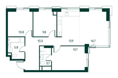 3-BD Apartment Sale, 83.7平方米 at Primavera, Volokolamskoye Highway, вл67, Moscow, Russia #2 3-BD Apartment Sale, 83.7平方米 at Primavera, Volokolamskoye Highway, вл67, Moscow, Russia #2