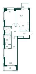 2-BD Apartment Sale, 88平方米 at Primavera, Volokolamskoye Highway, вл67, Moscow, Russia #2