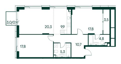 2-BD Apartment Sale, 91平方米 at Primavera, Volokolamskoye Highway, вл67, Moscow, Russia #3 2-BD Apartment Sale, 91平方米 at Primavera, Volokolamskoye Highway, вл67, Moscow, Russia #3