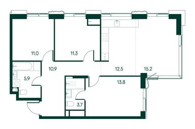 3-BD Apartment Sale, 84.3平方米 at Primavera, Volokolamskoye Highway, вл67, Moscow, Russia #3 3-BD Apartment Sale, 84.3平方米 at Primavera, Volokolamskoye Highway, вл67, Moscow, Russia #3