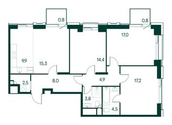 3-BD Apartment Sale, 99.1 sq. m. at Primavera, Volokolamskoye Highway, вл67, Moscow, Russia #2