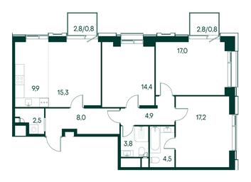 3-BD Apartment Sale, 99.1 sq. m. at Primavera, Volokolamskoye Highway, вл67, Moscow, Russia #3