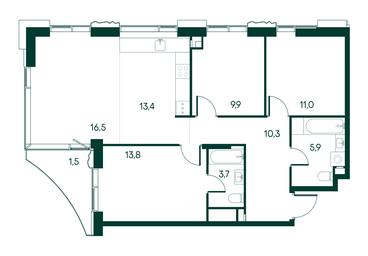 3-BD Apartment Sale, 86平方米 at Primavera, Volokolamskoye Highway, вл67, Moscow, Russia #2