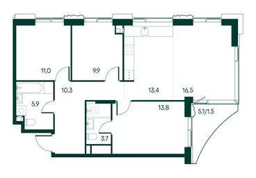 3-BD Apartment Sale, 86 sq. m. at Primavera, Volokolamskoye Highway, вл67, Moscow, Russia #3 3-BD Apartment Sale, 86 sq. m. at Primavera, Volokolamskoye Highway, вл67, Moscow, Russia #3