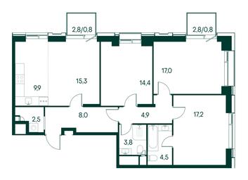 3-BD Apartment Sale, 99.1平方米 at Primavera, Volokolamskoye Highway, вл67, Moscow, Russia #3 3-BD Apartment Sale, 99.1平方米 at Primavera, Volokolamskoye Highway, вл67, Moscow, Russia #3