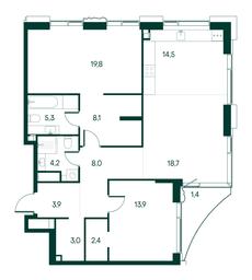 2-BD Apartment Sale, 103.2 sq. m. at Primavera, Volokolamskoye Highway, вл67, Moscow, Russia #2 2-BD Apartment Sale, 103.2 sq. m. at Primavera, Volokolamskoye Highway, вл67, Moscow, Russia #2