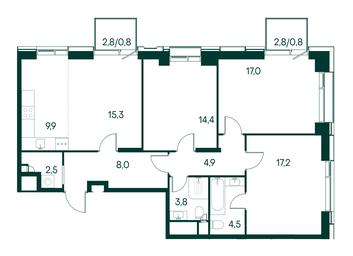 3-BD Apartment Sale, 99.1 sq. m. at Primavera, Volokolamskoye Highway, вл67, Moscow, Russia #3