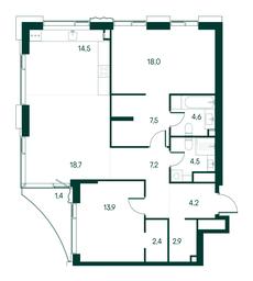 2-BD Apartment Sale, 99.8平方米 at Primavera, Volokolamskoye Highway, вл67, Moscow, Russia #2