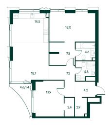 2-BD Apartment Sale, 99.8平方米 at Primavera, Volokolamskoye Highway, вл67, Moscow, Russia #3