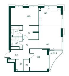 2-BD Apartment Sale, 99.6 sq. m. at Primavera, Volokolamskoye Highway, вл67, Moscow, Russia #3