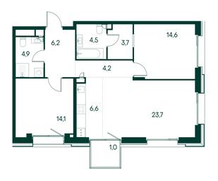 2-BD Apartment Sale, 83.5 sq. m. at Primavera, Volokolamskoye Highway, вл67, Moscow, Russia #2