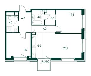 2-BD Apartment Sale, 83.5 sq. m. at Primavera, Volokolamskoye Highway, вл67, Moscow, Russia #3